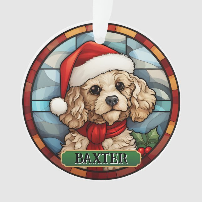 Ornamento Poodle de Vidro Conservado Personalizado (Frente)