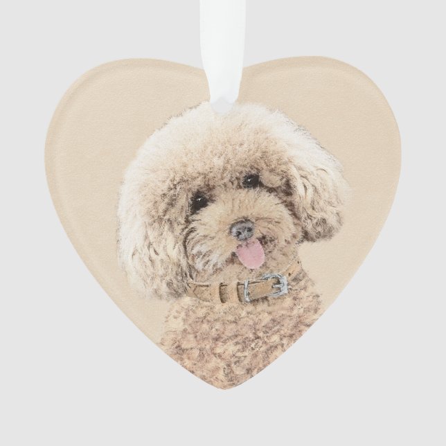 Ornamento Poodle Miniature Toy Apricot Cream Brown Dog Art (Frente)