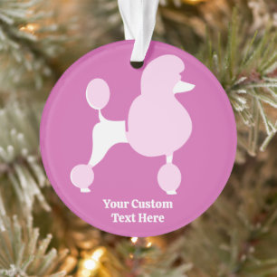 Ornamento Poodle Rosa de Texto Personalizado