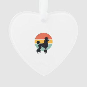 Ornamento Poodle Vintage Pôr do Sol Círculo Silhueta de Cach