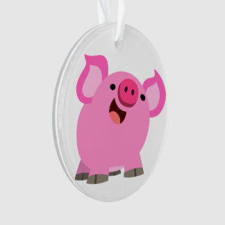 Ornamento Porco de Cartoon Giro Ridículo