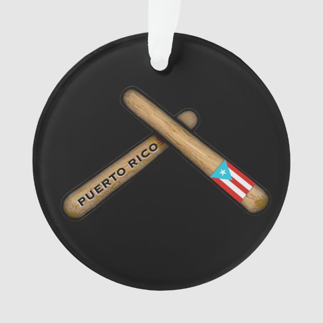 Ornamento Porto Rico Flag Percussion Sticks I Palitos (Frente)