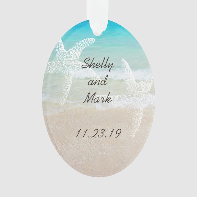 Ornamento Praia Cena de Starfish Favor de Casamento (Frente)