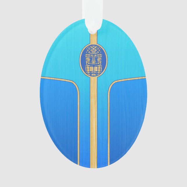 Ornamento Prancha retro azul de Tiki (Frente)