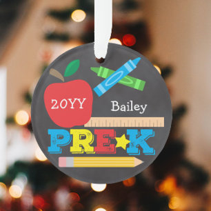 Ornamento Pré-K Jardim de Infância Quadro Negro Colorido Lem