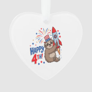 Ornamento Preguiça Feliz Foguetes de Fogo de Artifício EUA 4