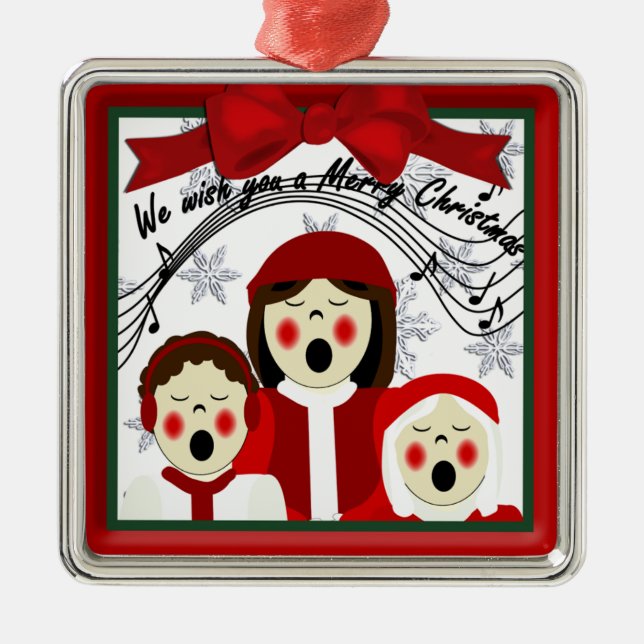 Ornamento Premium dos Carolers de Natal (Frente)
