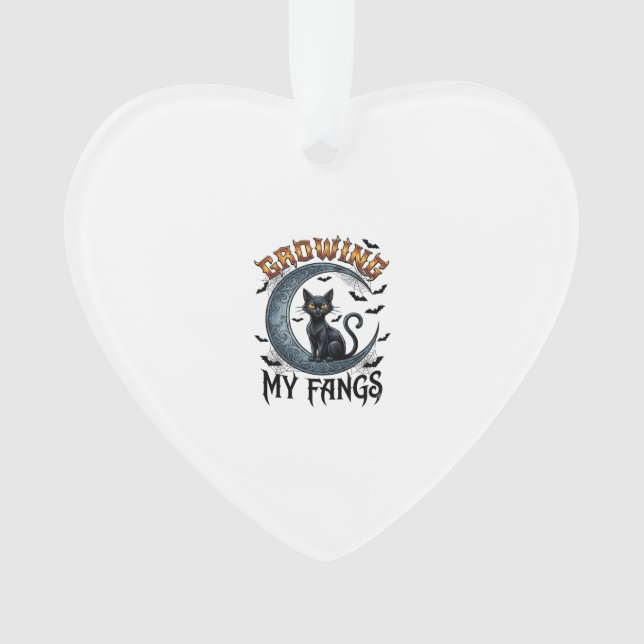 Ornamento Presas Crescentes Gato Preto Lua Crescente Morcego (Frente)
