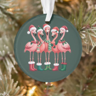 Ornamento Presente de Amante de Flamingo Natal Alegre Xmas