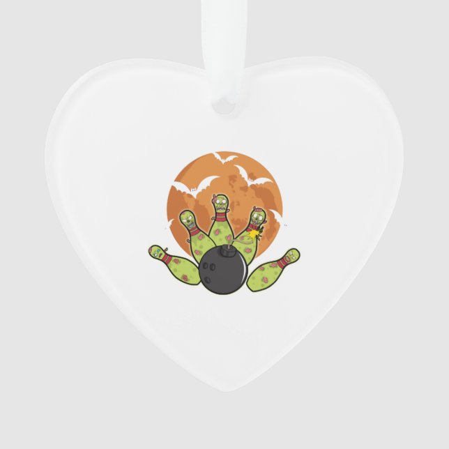 Ornamento Presente de Boliche de Halloween Zumbi Pinos Morce (Frente)
