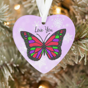 Ornamento Presente de Natal com Mensagem Pessoal Borboleta