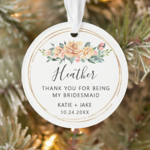 Ornamento Presente de Natal Floral Bridesmaid Bridesmaid