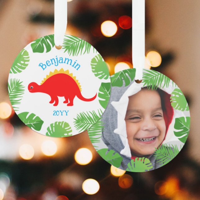 Ornamento Presente de Natal Foto do Dinossauro Stegosaurus V (Criador carregado)