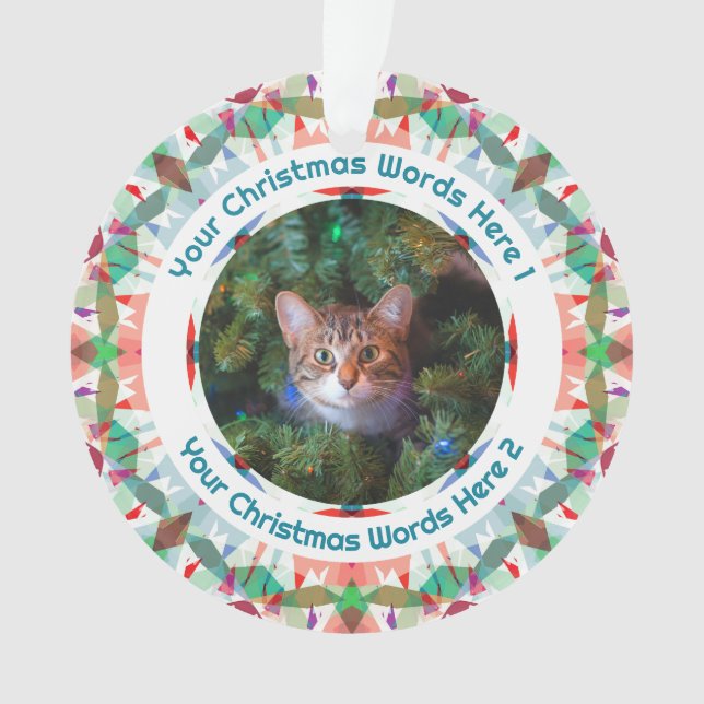 Ornamento Presente de Natal Personalizado com Foto da Famíli (Frente)