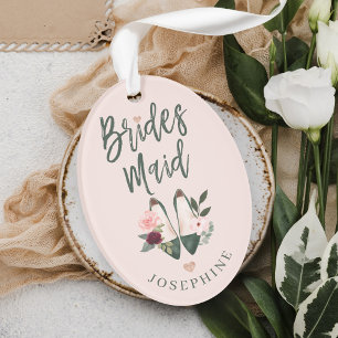 Ornamento Presente para Bridesmaid Alto Nível de Nome e M