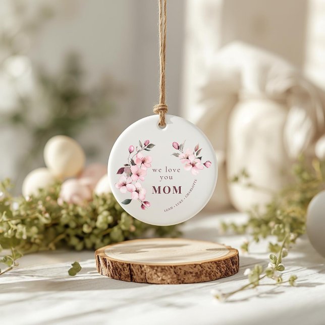 Ornamento Presente Personalizado de Flores para o Dia das Mã (Criador carregado)