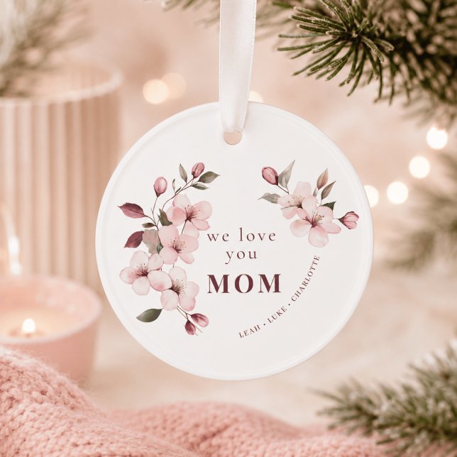 Ornamento Presente Personalizado de Flores para o Dia das Mã (Criador carregado)