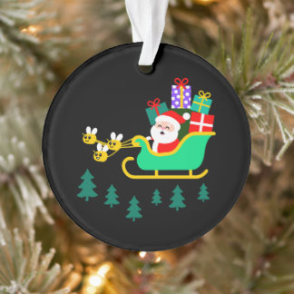 Ornamento Presentes de Natal das Abelhas do Trenó do Papai N
