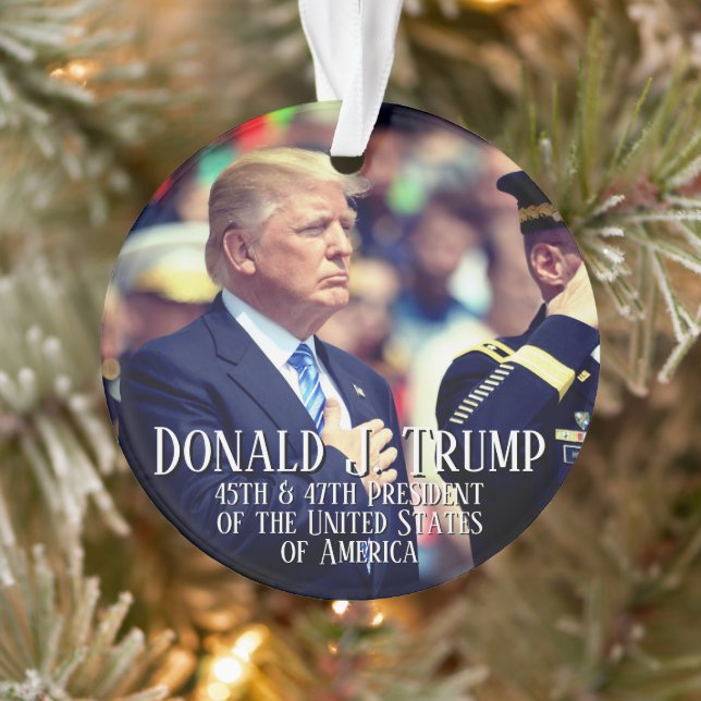 Ornamento Presidente Donald Trump Foto Keepsasak 45 47 (Árvore)
