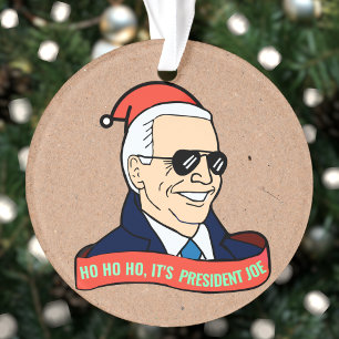 Ornamento Presidente engraçado Joe Biden no Natal dos ócul