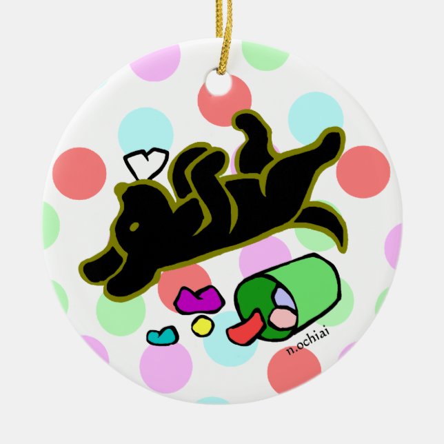 Ornamento preto das bolinhas dos desenhos animados (Frente)