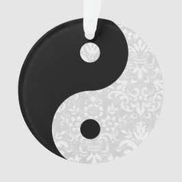 Ornamento Preto e Branco Faux Lace Yin Yang
