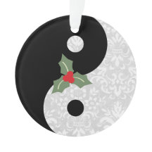 Preto e Branco Lace Yin Yang com Mistletoe