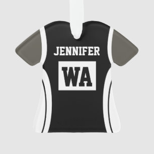 Ornamento Preto personalizado do Uniforme de Netball Escuro 
