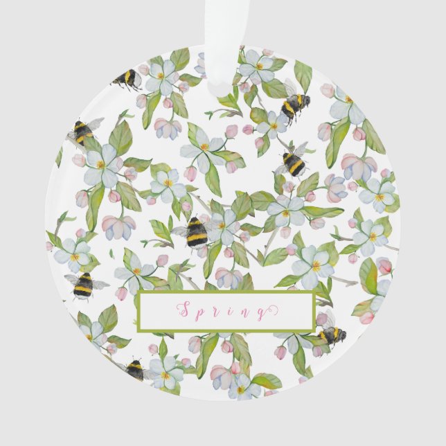 Ornamento Primavera jardim florescente e mamangabas (Frente)