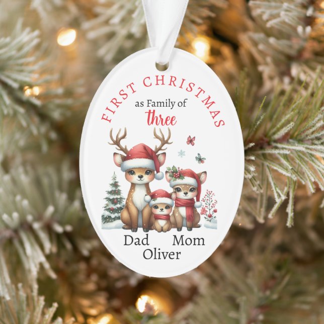 Ornamento Primeira família natalícia de três fotos do Keepsa (Árvore)