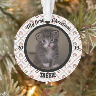 Ornamento Primeira foto de Natal de Kitten Personalizado