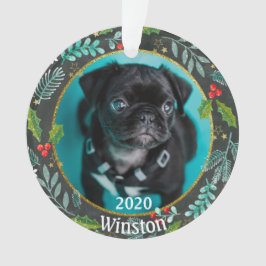 Ornamento Primeira foto de Natal de Puppy