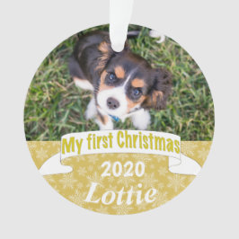 Ornamento Primeira foto de Natal de Puppy