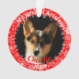 Ornamento Primeira foto de Natal de Puppy