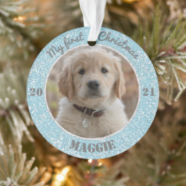 Ornamento Primeira Foto de Natal de Puppy