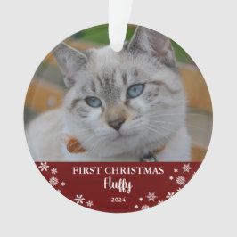 Ornamento Primeiro gato de Natal, flocos de neve.