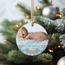 Primeiro Natal Aqua Blue Baby Boy Foto