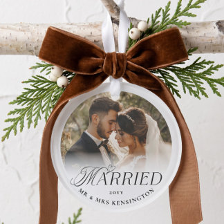 Ornamento Primeiro Natal Casado Personalizado Bodas Duas Fot