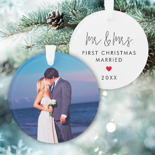 Ornamento Primeiro Natal Casados Foto Personalizada Moderna