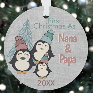 Ornamento Primeiro Natal como a família Nana e Papa Cute Pen