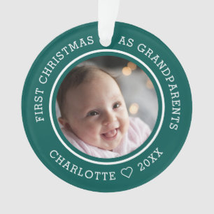 Ornamento Primeiro Natal Como Avós 2 Foto Verde