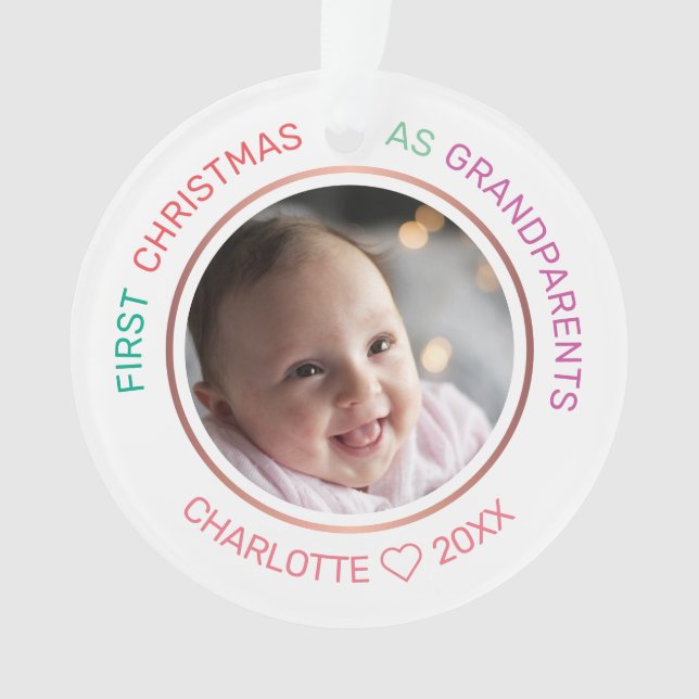 Ornamento Primeiro Natal Como Avós 2 Fotografia Moderna (Frente)