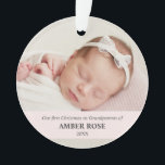 Ornamento Primeiro Natal como Avós 2 fotos<br><div class="desc">O nosso Ornamento Acrílico FOTO é um perfeito guardião para nunca esquecer seu Primeiro Natal como vovô e vovó. Escolha duas melhores fotos da sua amada sobrinha e enfeite sua árvore de Natal!! SOBREPOSIÇÃO DA ESTRIPE DE rosas claro</div>