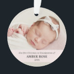 Ornamento Primeiro Natal como Avós 2 fotos<br><div class="desc">O nosso Ornamento Acrílico FOTO é um perfeito guardião para nunca esquecer seu Primeiro Natal como vovô e vovó. Escolha duas melhores fotos da sua amada sobrinha e enfeite sua árvore de Natal!! SOBREPOSIÇÃO DA ESTRIPE DE rosas claro</div>