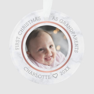 Ornamento Primeiro Natal como Avós Foto Mármore