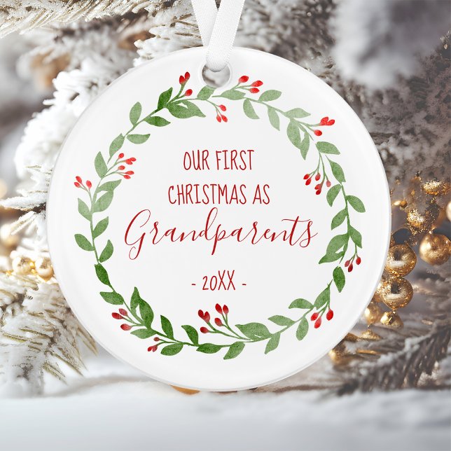 Ornamento Primeiro Natal como Avós Foto Personalizada do Beb (Criador carregado)