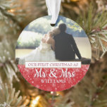 Ornamento Primeiro Natal Como Foto do Sr. & Sra. 2<br><div class="desc">Personalize com suas fotos,  nome e data favoritos para criar uma memória e um presente exclusivos no primeiro Natal. Uma bela lembrança para celebrar seu primeiro Natal juntos. Projetado por Thisnotme©</div>