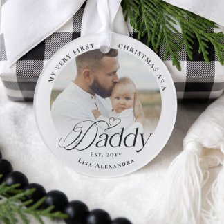Ornamento Primeiro Natal Como Papai Foto Personalizada do Be