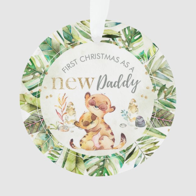 Ornamento Primeiro Natal Como Um Novo Meerkat Pai (Frente)