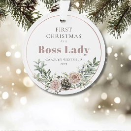 Ornamento Primeiro Natal como uma Dama Chefe Nome Ano